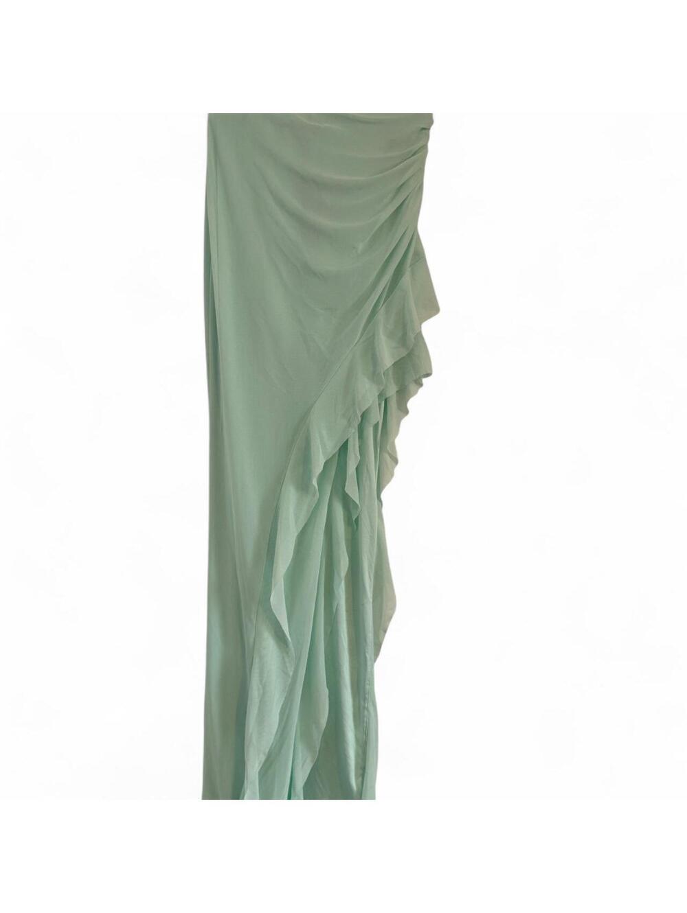 Revolve x AFRM Aquamarine Elegant Open Leg Ruffled Maxi Skirt NWT Size XXS